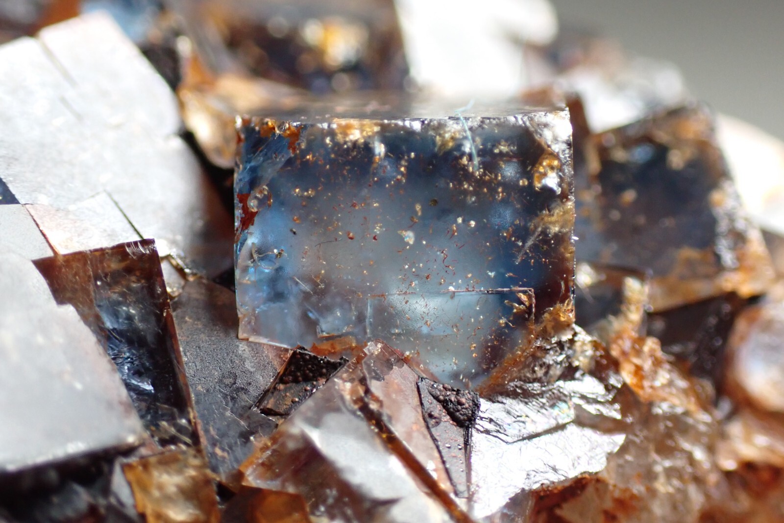 FLUORITE * BLUE CRYSTALS ON QUARTZ * RARE LOCALITY ! Cerny Potok, CZECH REPUBLIC