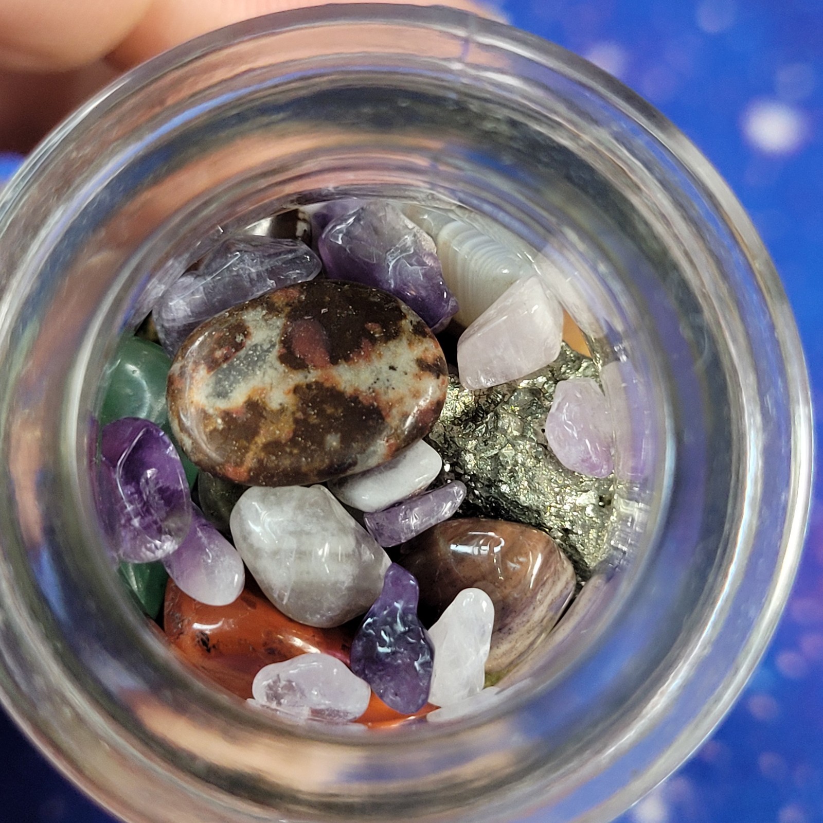 1/4 lb Mixed Crystals in Vintage Apothecary Glass Jar Wagner Spice Tumbles/Chips