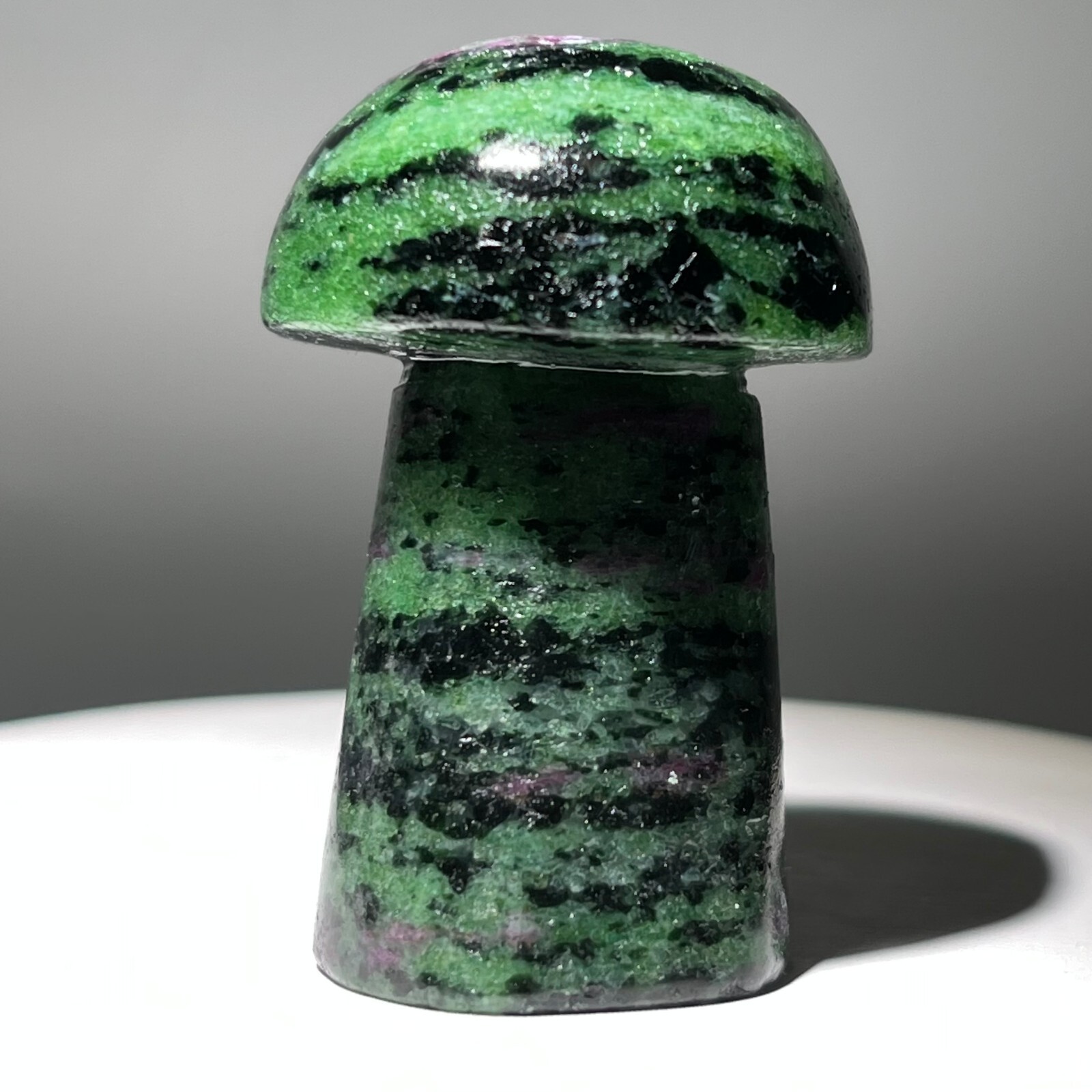 Natural quartz red green treasure, carved and polished, mushroom, reiki ener
