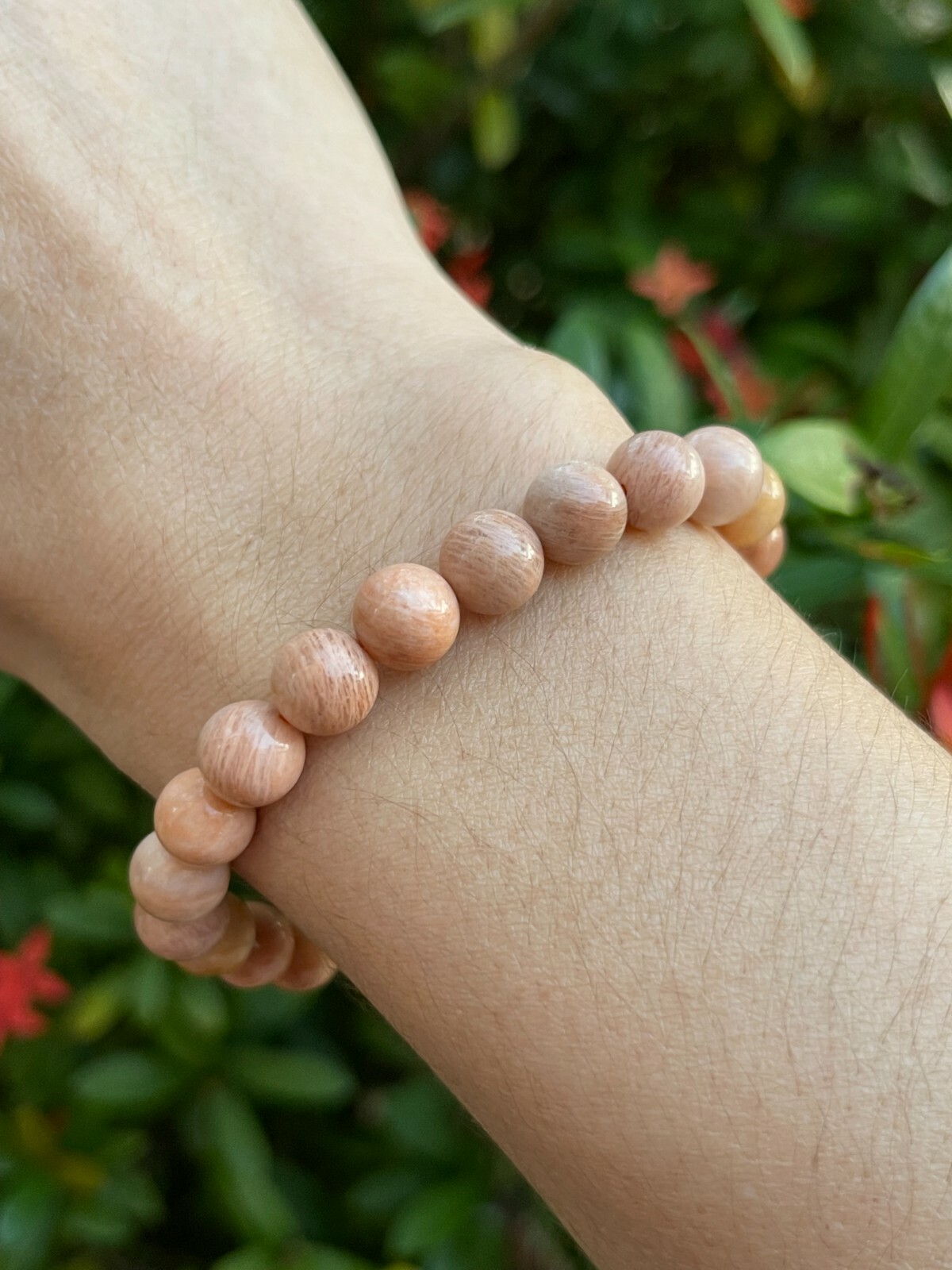 Sunstone Crystal Bead Bracelet 8mm, Genuine Sunstone Opaque Gemstone Bracelet