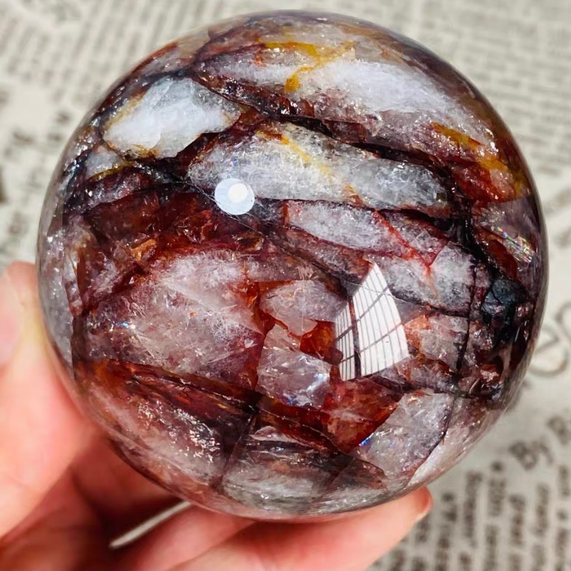 465g Natural Red Gum Flower Ball Crystal Sphere Specimen Energy Healing Reiki