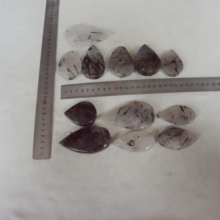 2.2LB 12Pcs Natural Black Hair Tourmaline Quartz Crystal Water Drop Healing