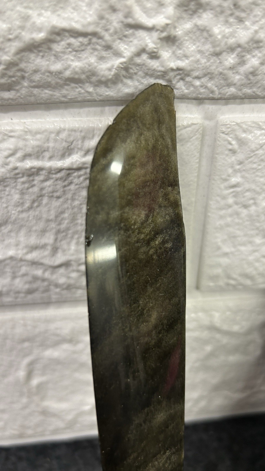 Golden Sheen Obsidian Mayan Aztec Figure 2 Knives Carved Quartz Crystal Mexico