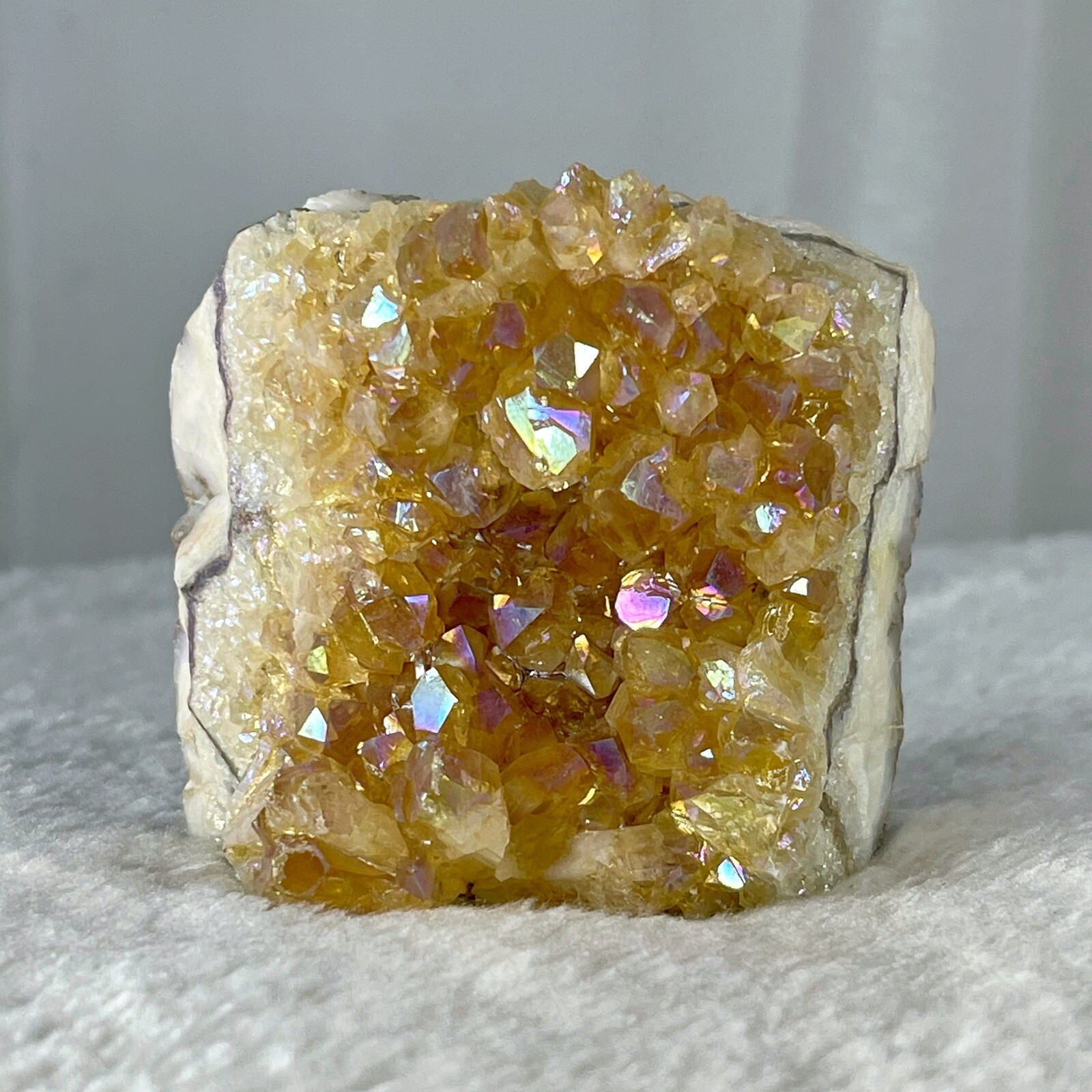 1.3lb Rare Angel Aura Citrine Cluster Aura Coated Crystals LRG Citrine Cluster