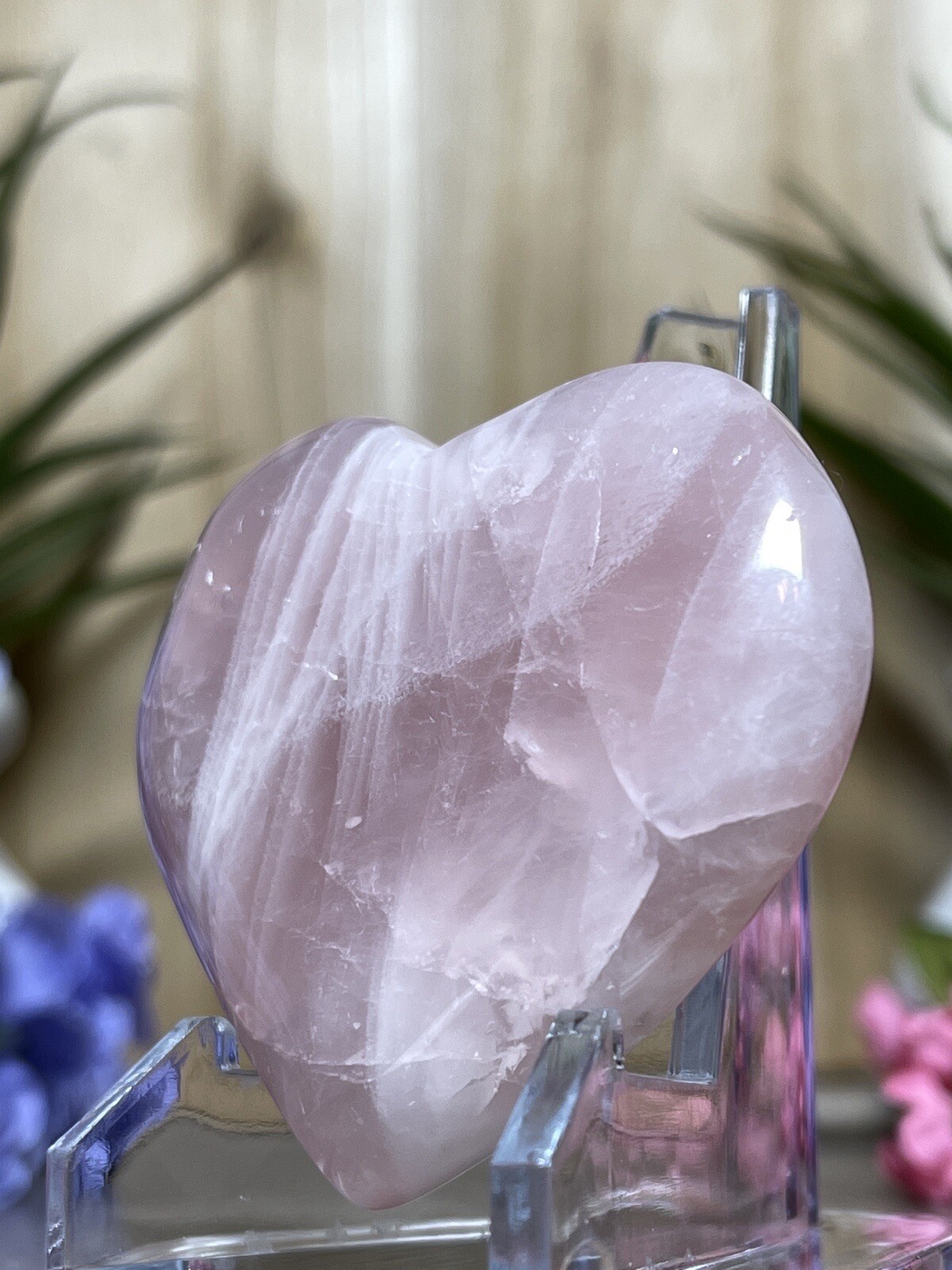 ROSE QUARTZ HEART – Palm stone Mineral Pink Chakra Reiki Witch Wiccan Yoga Decor