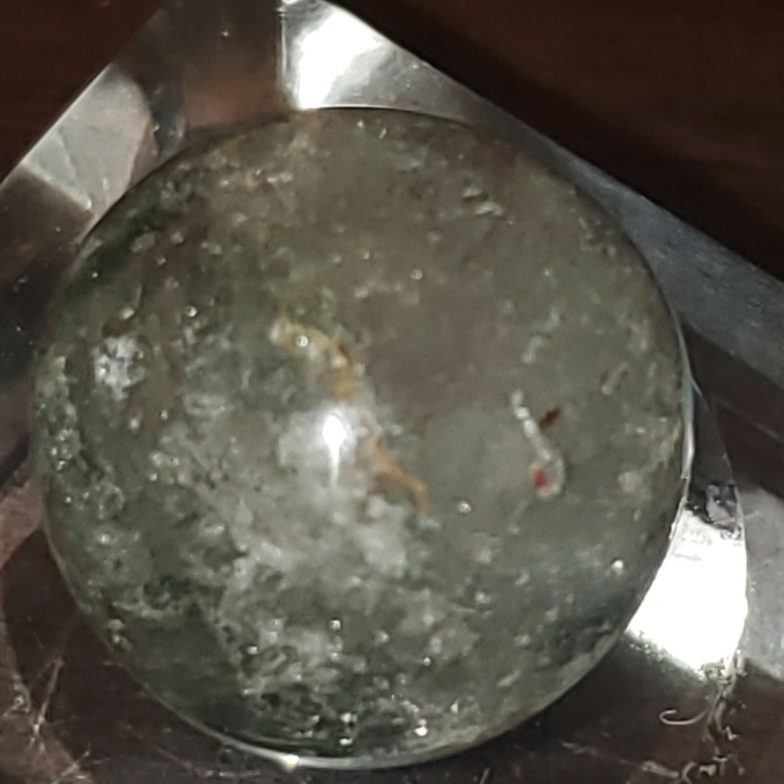 Garden Scenic Chlorite Included Quartz Sphere Ball Orb Marble 17.9mm, 8g.