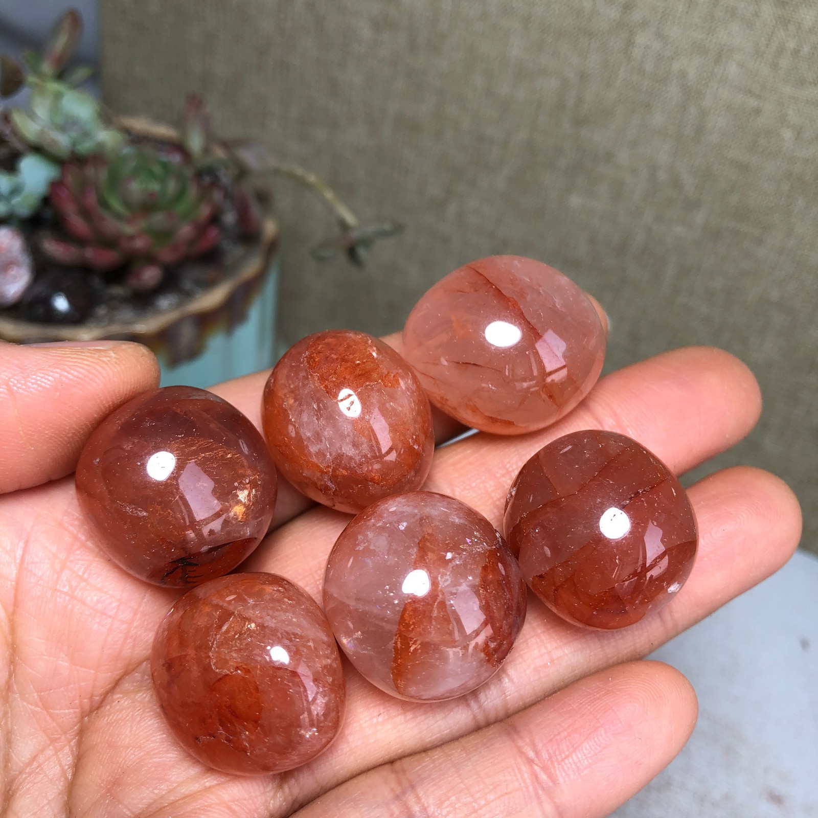 6pcs Natural Red gum flower semi-precious Crystal specimens 85g A35766