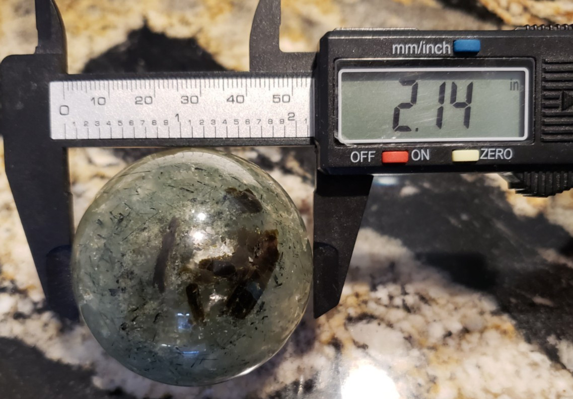 2.1″ Prehnite Epidote Green Tourmaline Crystal Sphere Orb Ball, 236g or 8.3 oz