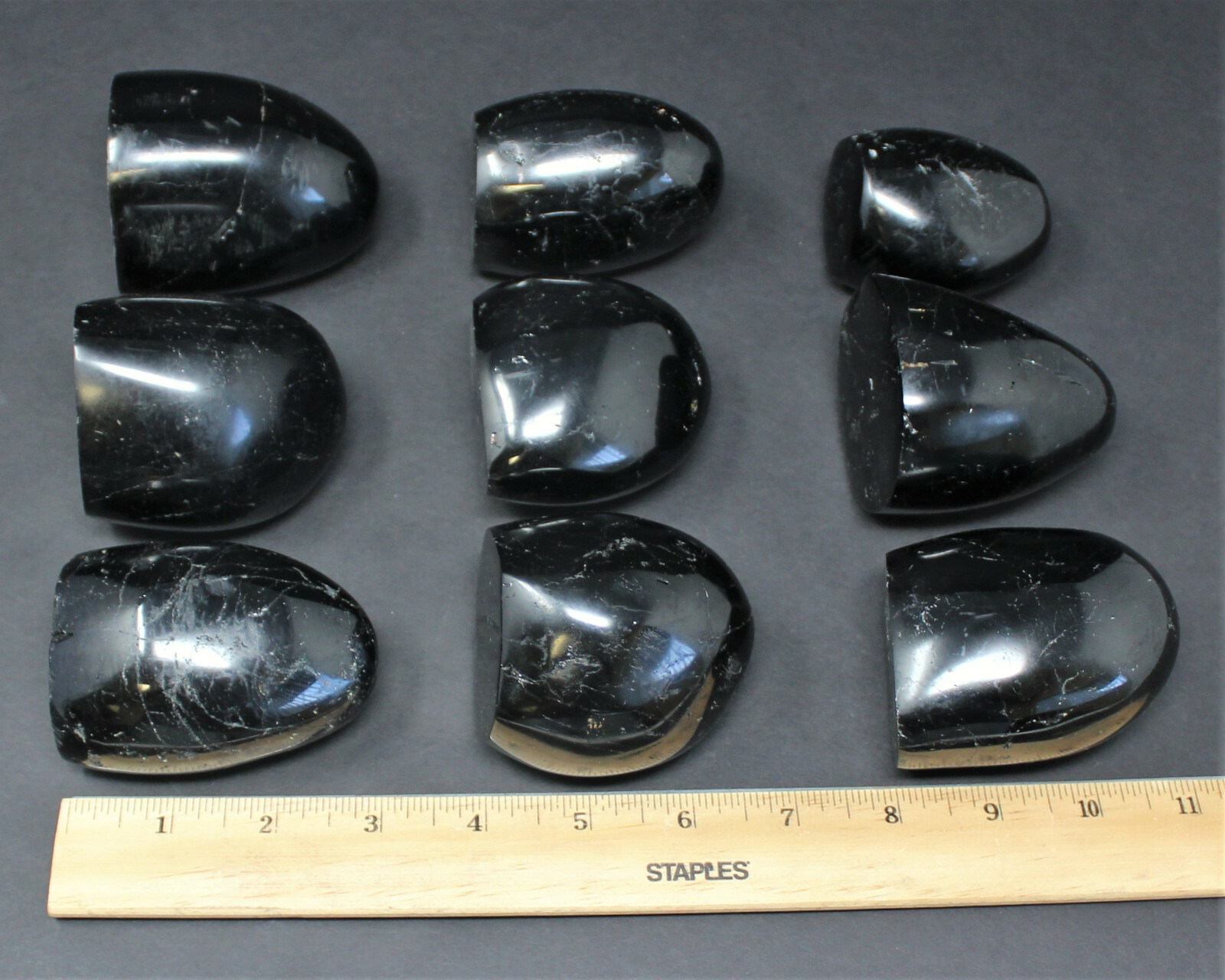 Polished Black Tourmaline Freeform: Cut Base Free Standing Display Specimens