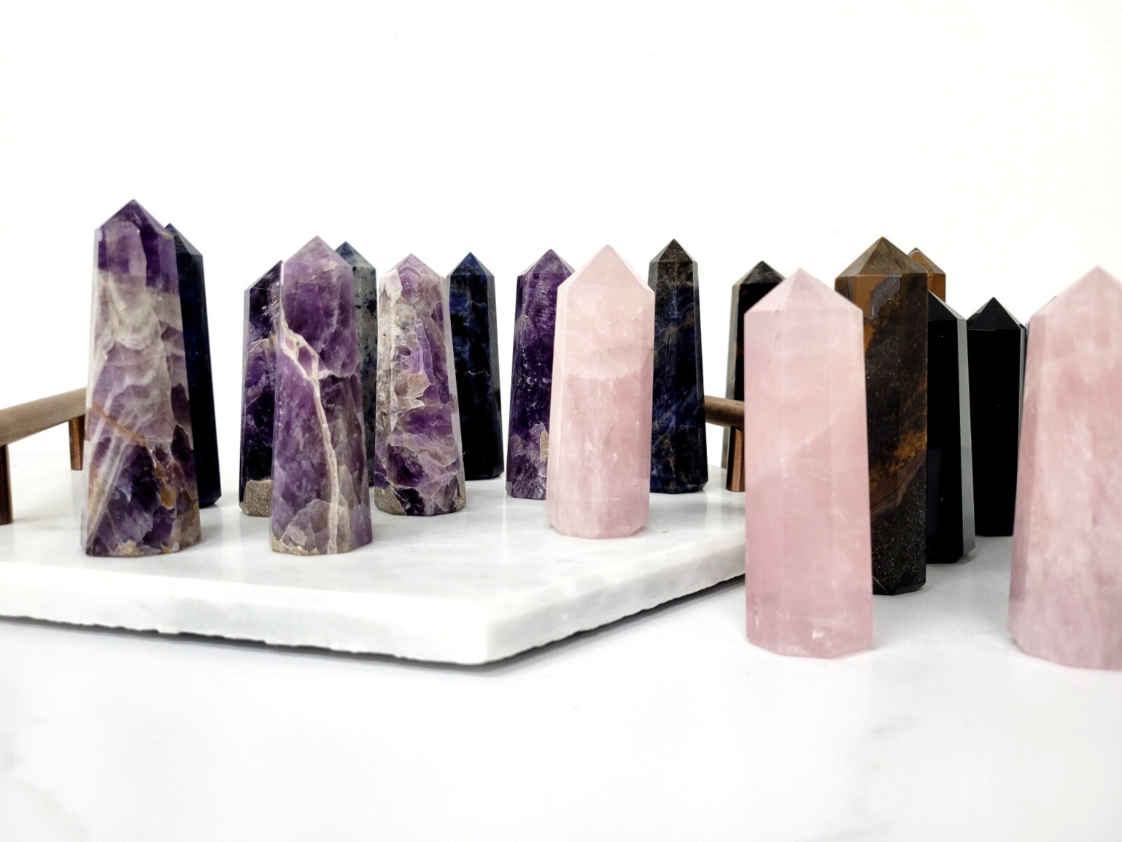 POLISHED CRYSTAL TOWER POINTS OBELISK WAND HEALING GEMSTONE FOR REIKI & GRIDS