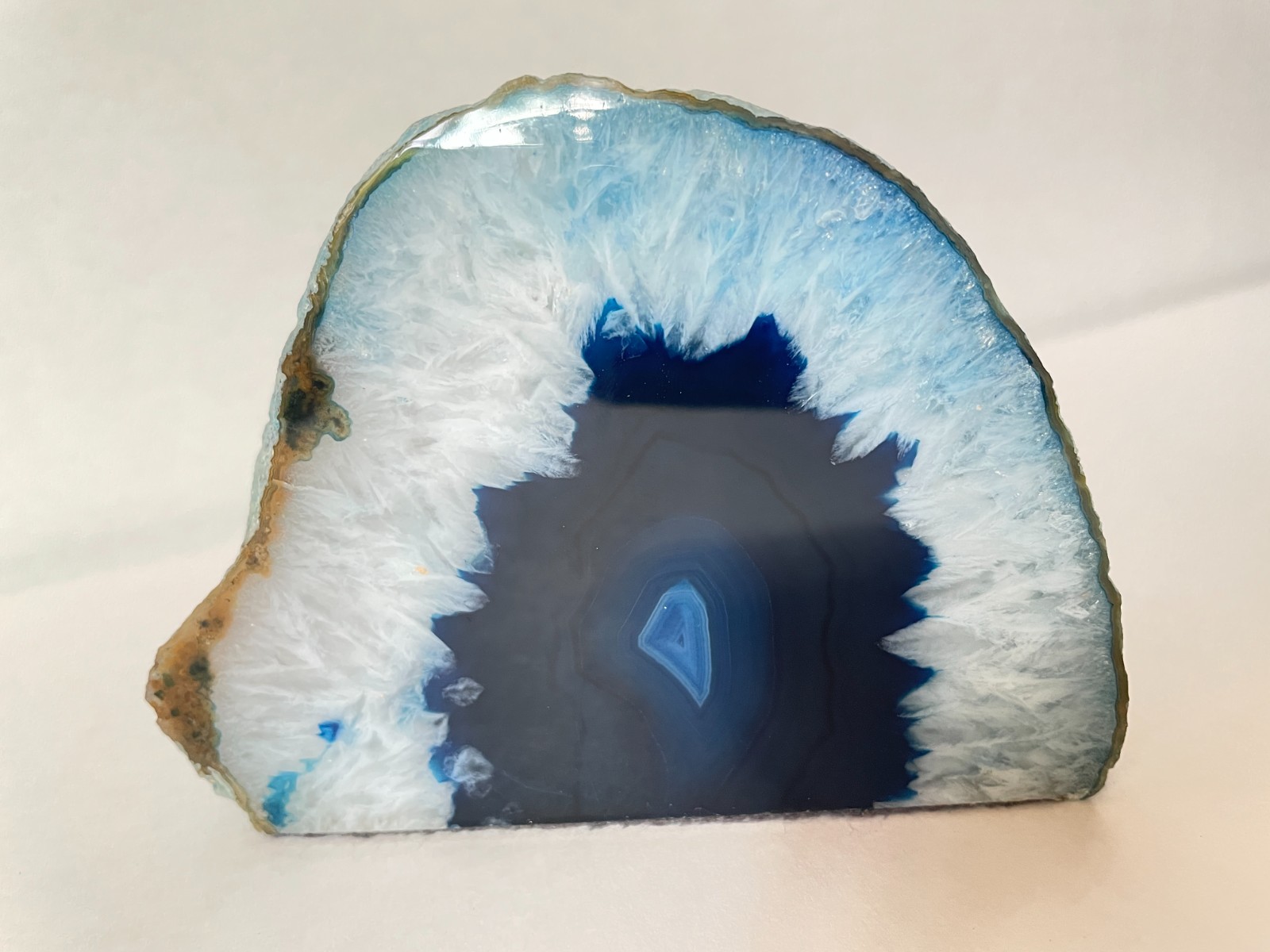 Quartz Crystal Druzy Half-Polished Blue Agate Geode Candle Holder Crystal Decor