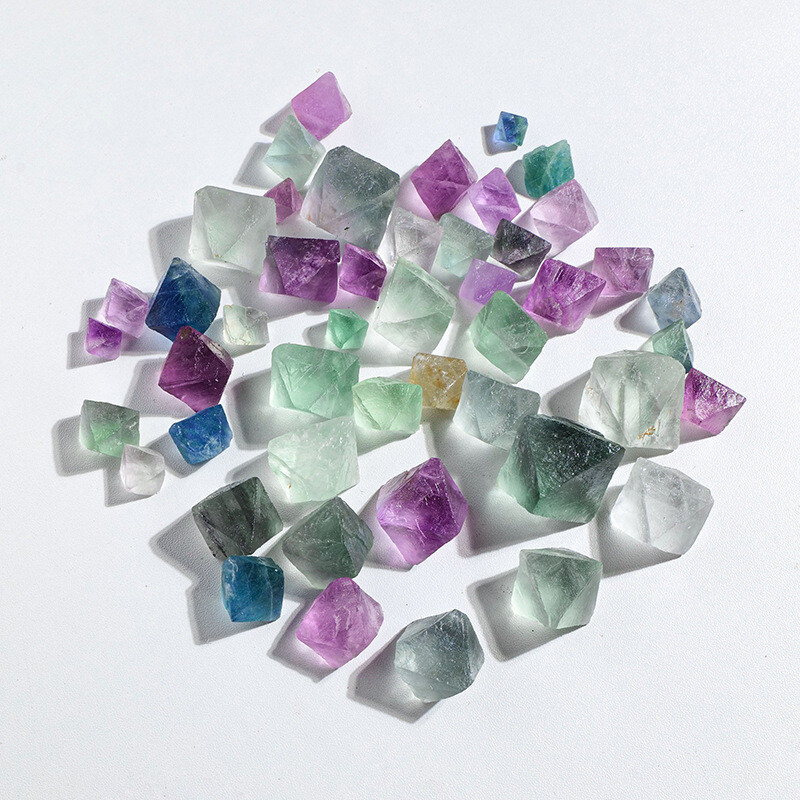 100g/lot Natural Colorful Fluorite Octahedron Crystal Mineral Crystal Healing