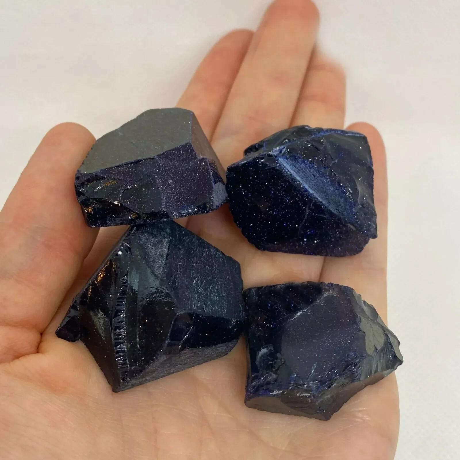 3PCS Raw Blue Goldstone Rough Crystal Chunks Mineral Rocks Specimens Gifts DIY