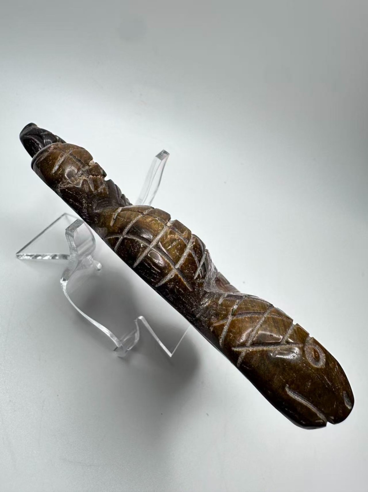 Medium-Large Natural Tiger’s Eye Snake Carving 6″x2.75″ Polished Finish
