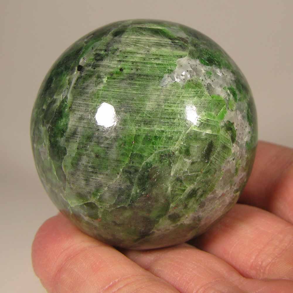 2″ Rare Green CHROME DIOPSIDE Gemstone Sphere w/ Stand – Siberia, Russia – 52mm