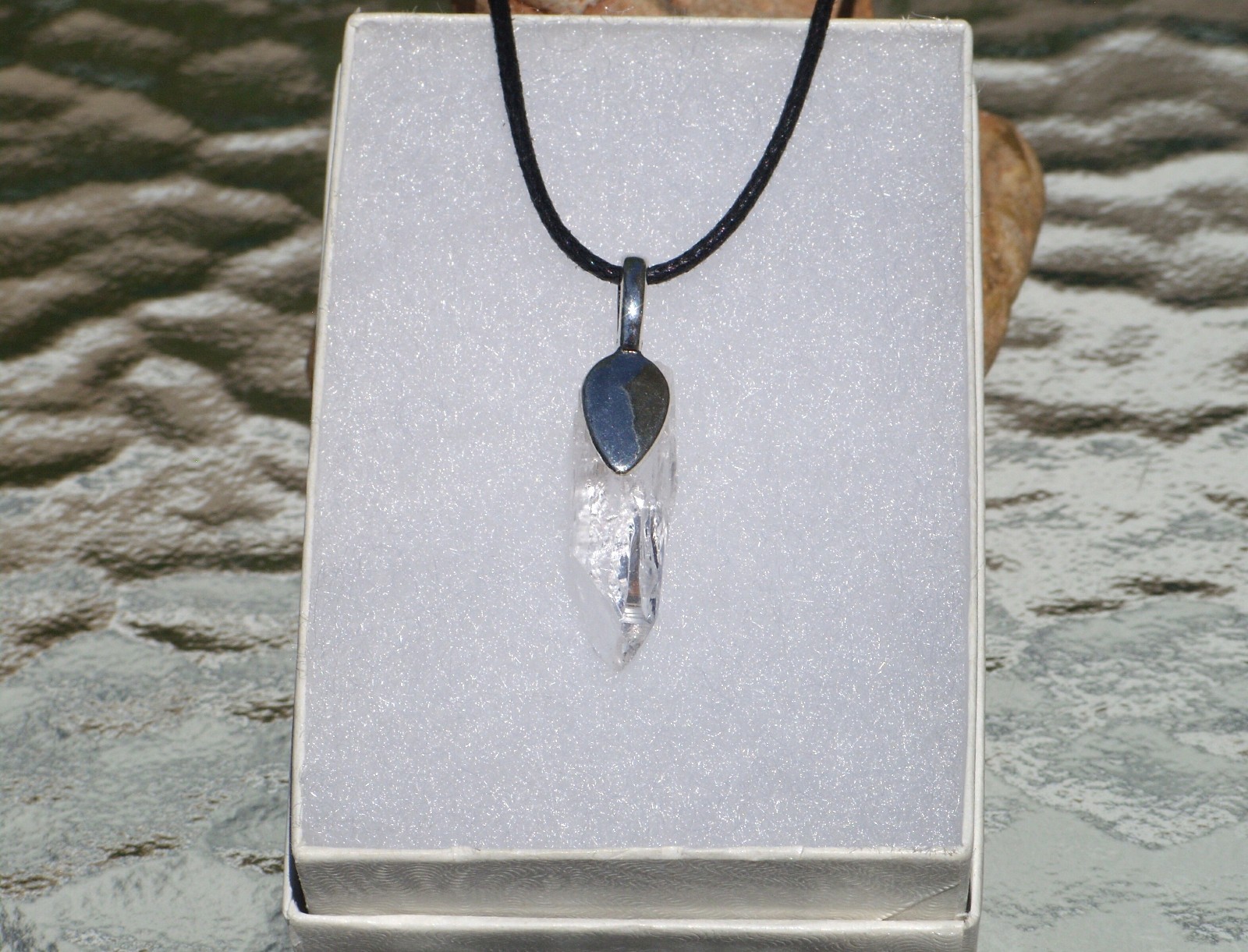 High Grade Clear Danburite Free Form Stone Crystal Pendant Necklace