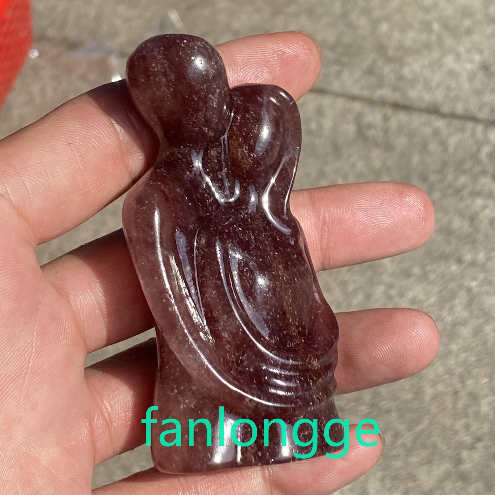 3.2in Natural Strawberry Quartz Lover Quartz Crystal Carved Figurines Gift 1pcs