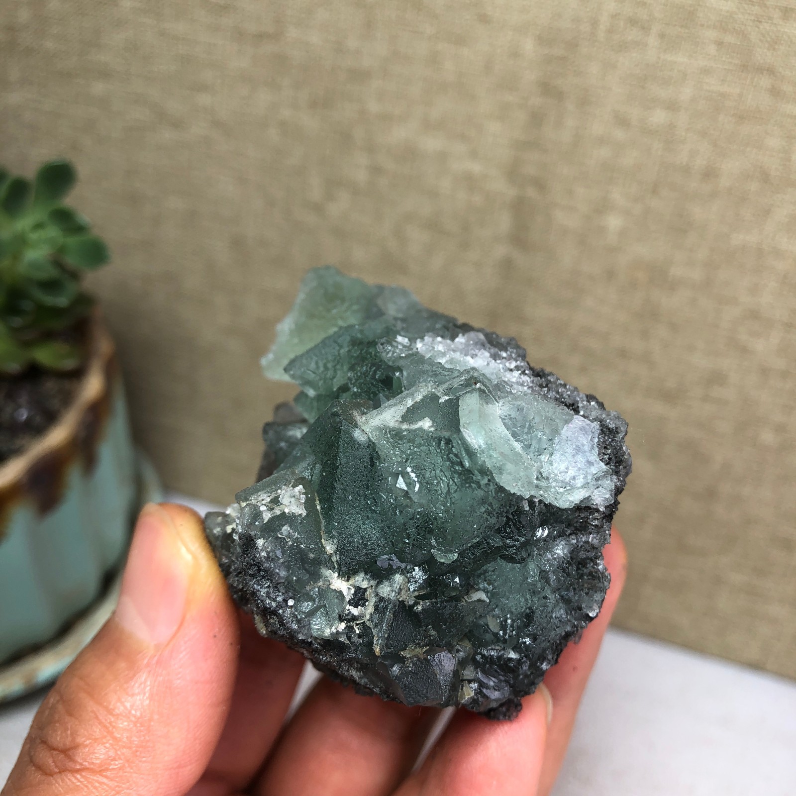 125g NATURAL Green Cubic FLUORITE Crystal Cluster Mineral Specimen A4732