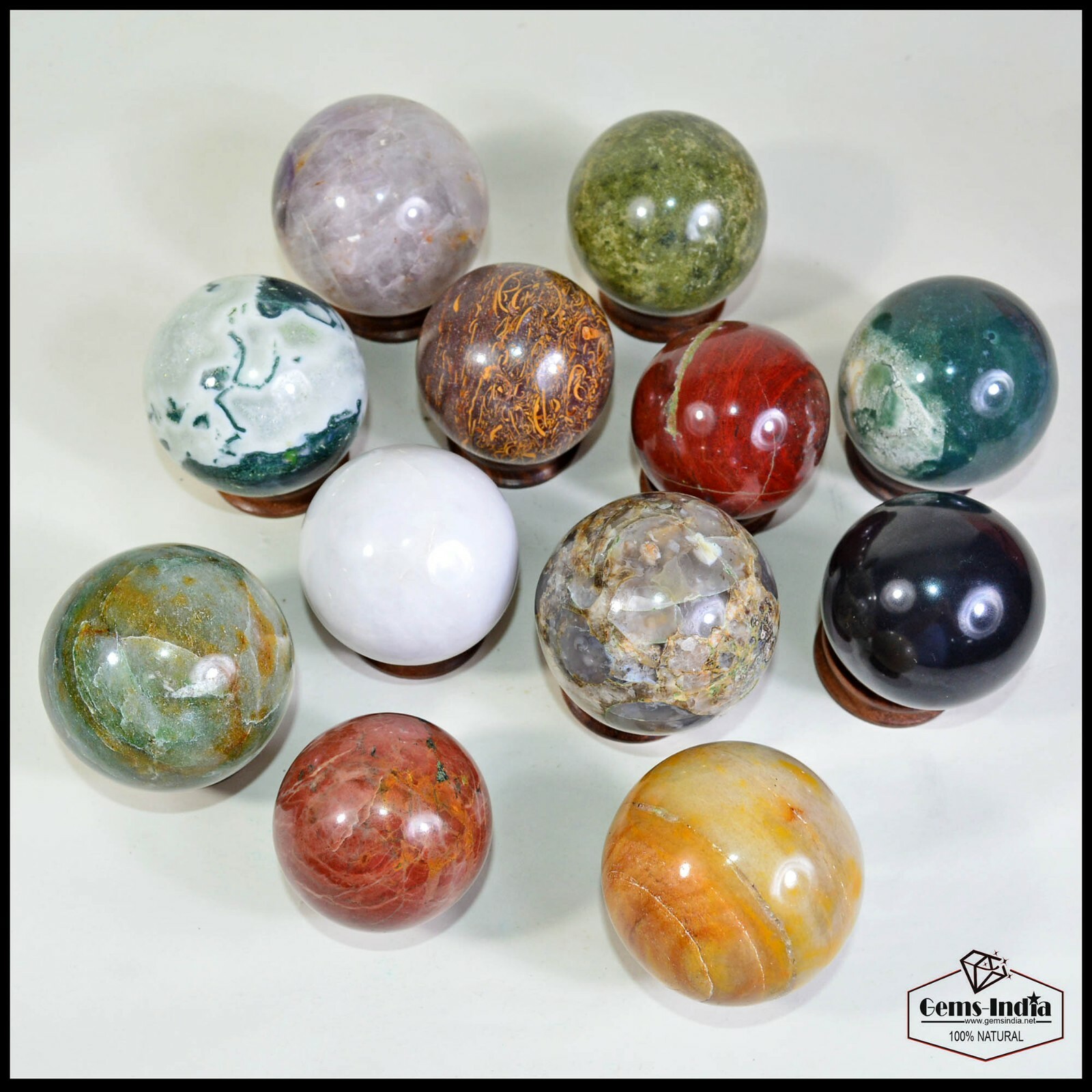 2.4 kilo Natural Untreated Multi Gemstone Healing Crystal Sphere Ball With Stand