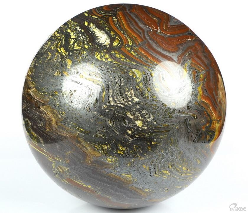 Huge 5.6″ Colorful Tiger Iron Eye Carved Crystal Sphere, Crystal Healing