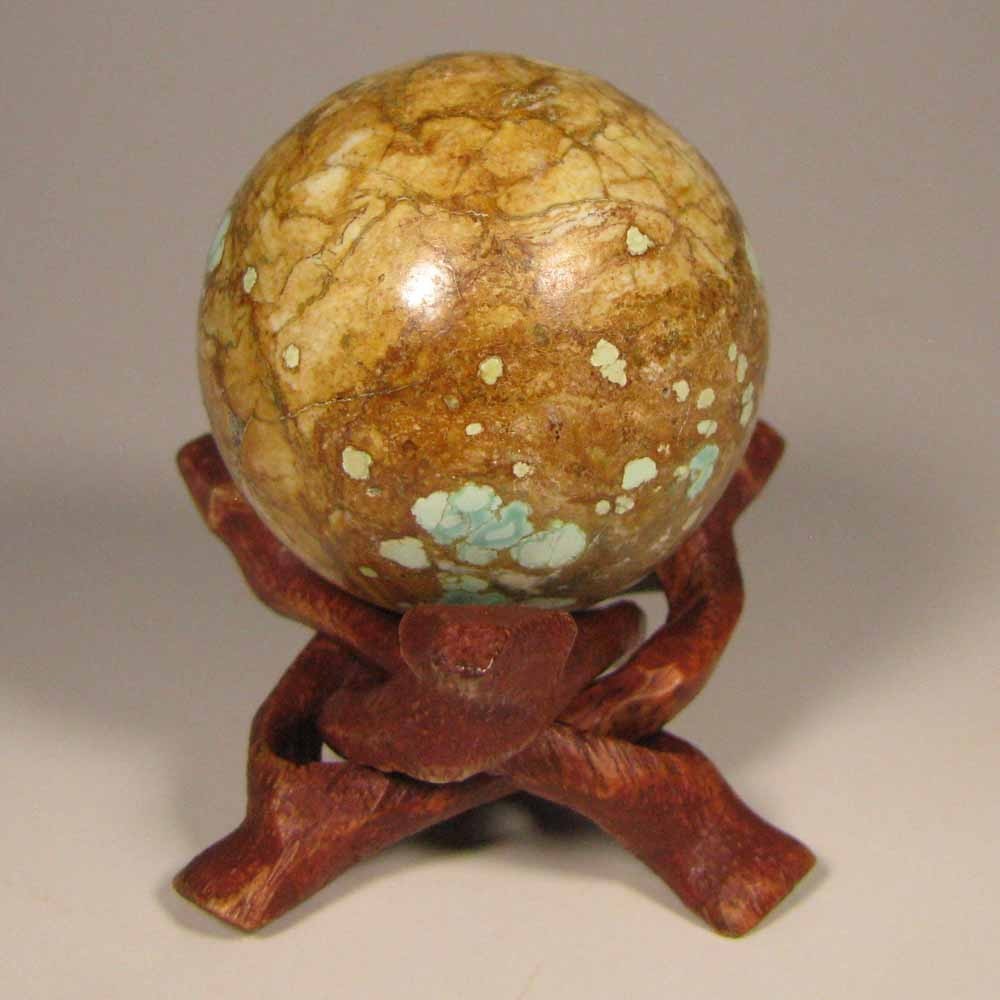 40mm TURQUOISE Gemstone Sphere Ball w/ Stand – Nevada Number 8 Mine
