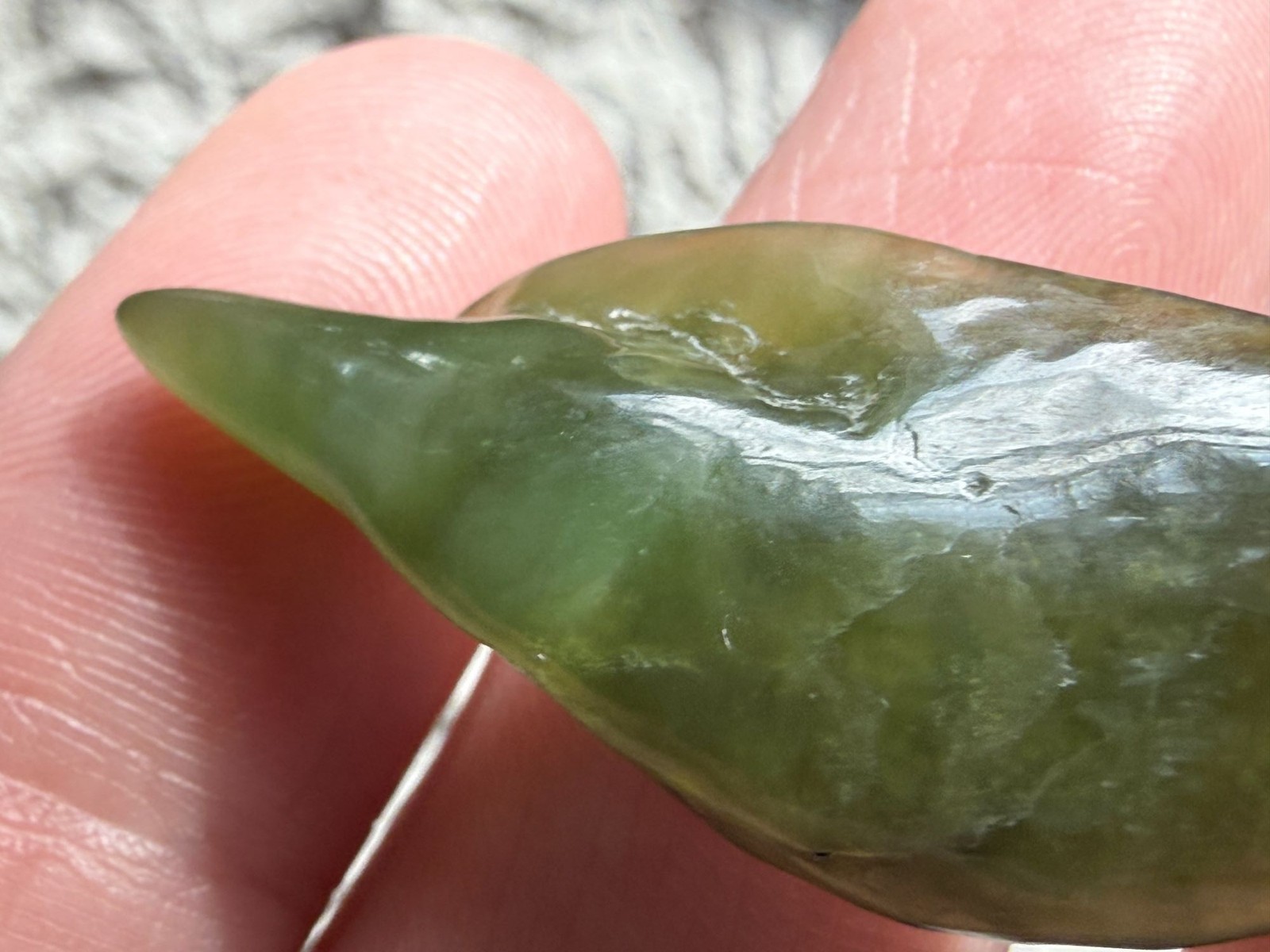 Polished Freeform African Jade Piece Specimen 4.6g Weight 1 5/8 Inch Max Length