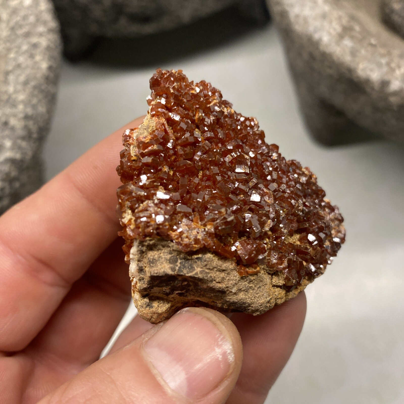 MLC 2 1/8 66g Red VANADINITE Crystals on Matrix Rock Mibladen, Morocco Mineral 2