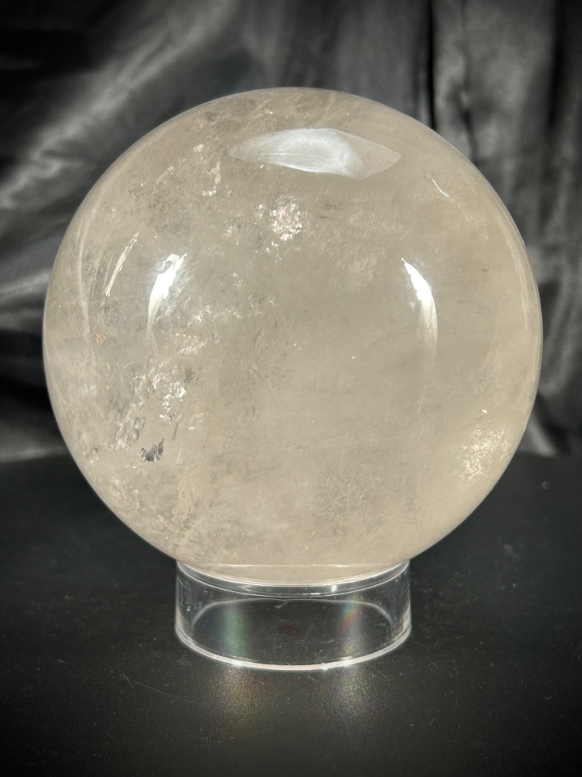 3.5″ Clear Quartz Sphere With Acrylic Stand 2lb 3.2oz (1kg)