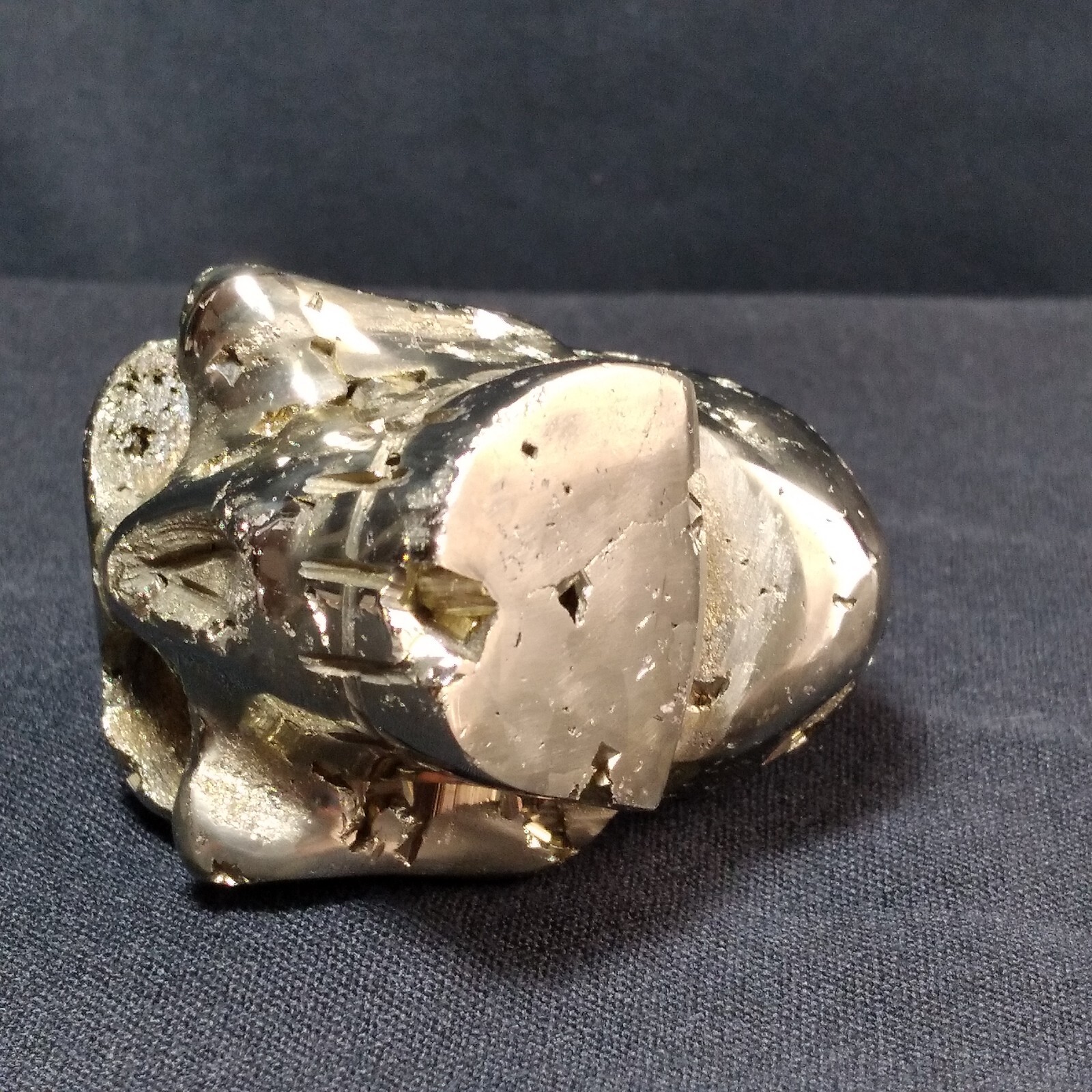 Hand Carved Skull Peruvian Pyrite Fools Gold Open Crystal Chambers Detail Heavy
