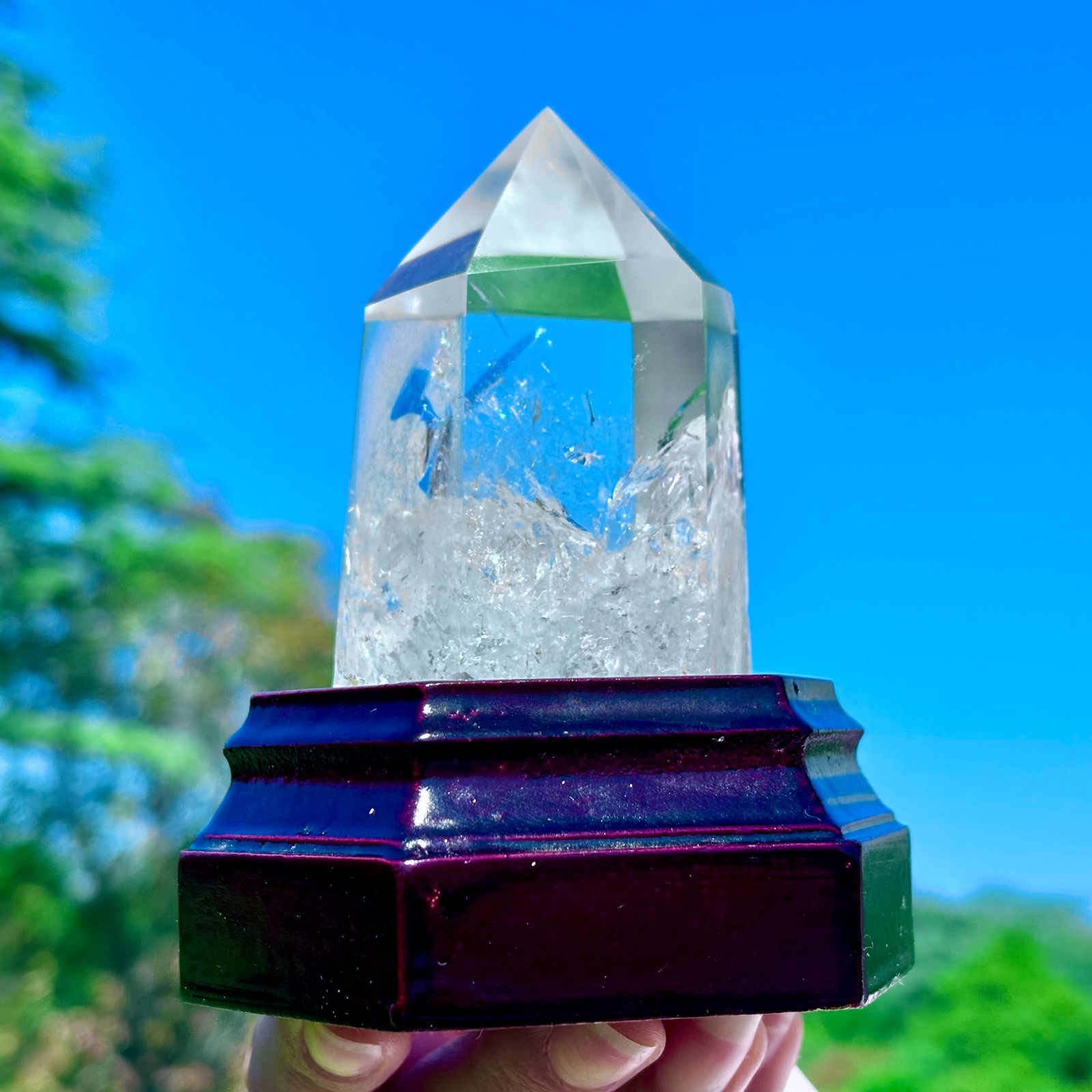 274G Natural Clear White Crystal Obelisk Transparent Quartz Energy Column Reik