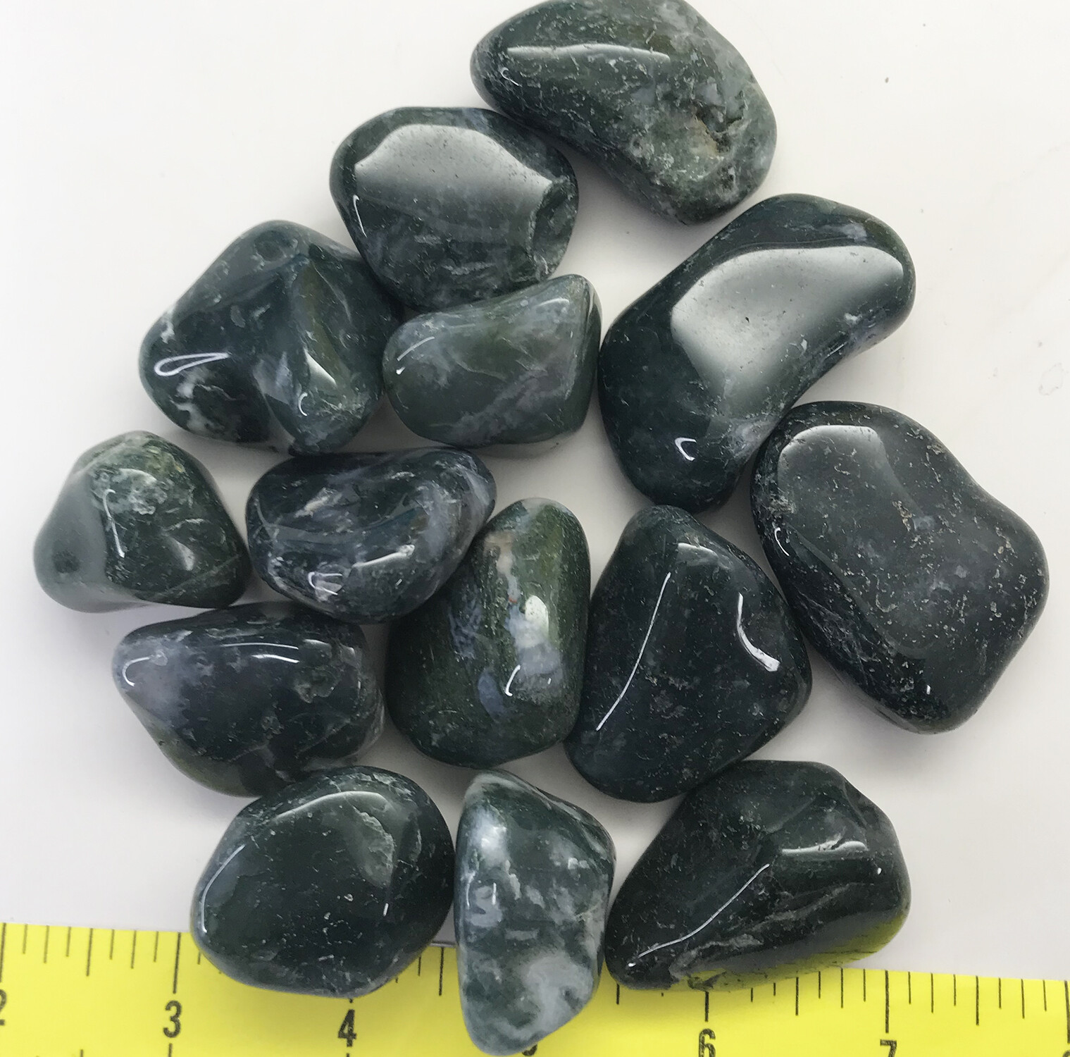 AGATE MOSS XX-Large (1-7/8 to 2-1/2″) polished green agate 1 lb bulk