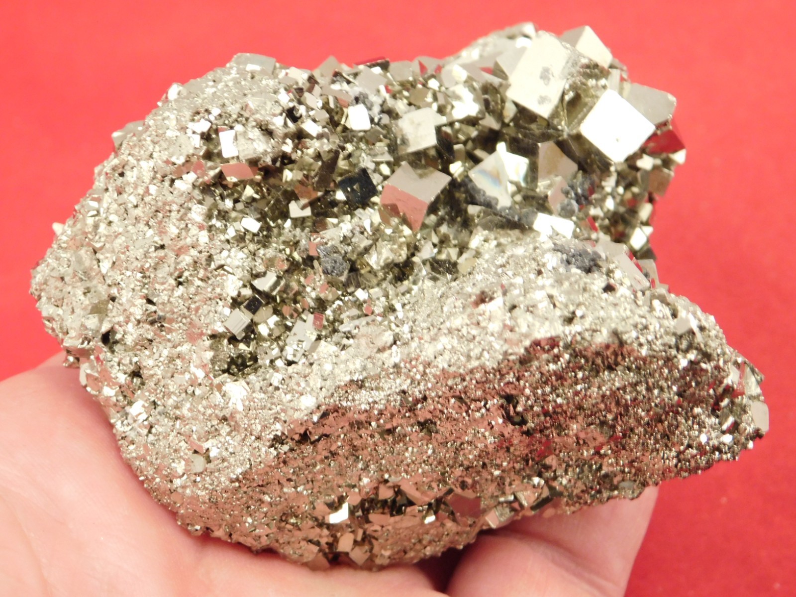 wOw! LARGER! Nice and 100% Natural Pyrite CUBE Cluster Peru 529gr