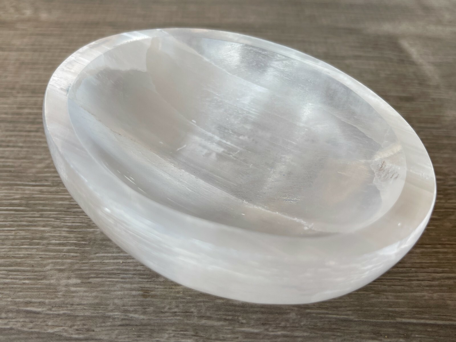 Gemstone Carved -3.75″ SELENITE Oval Bowl,Selenite Crystal Charging Bowl/Station