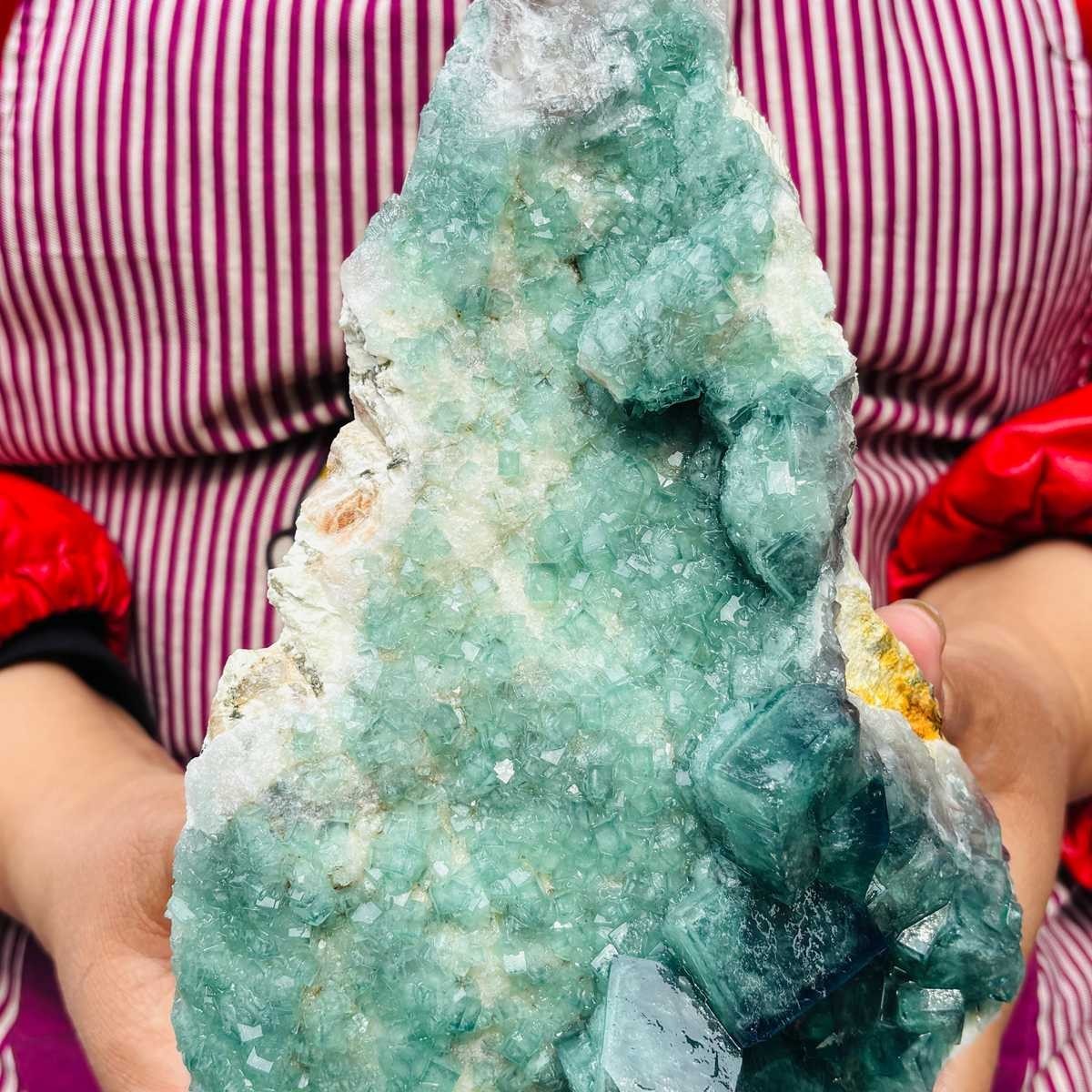 5.25 LB Large Natural Green Fluorite Crystal Cluster Healing Specimen 4156