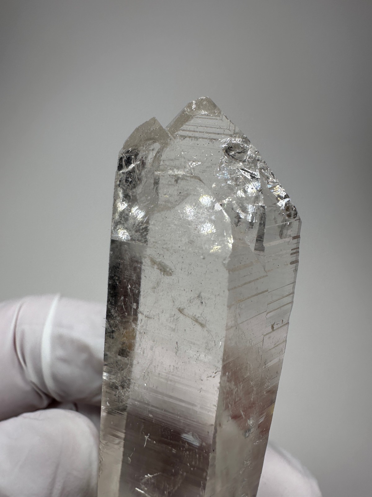 Optical Clear Colombian Lemurian Quartz Crystal Tantric Twin Point