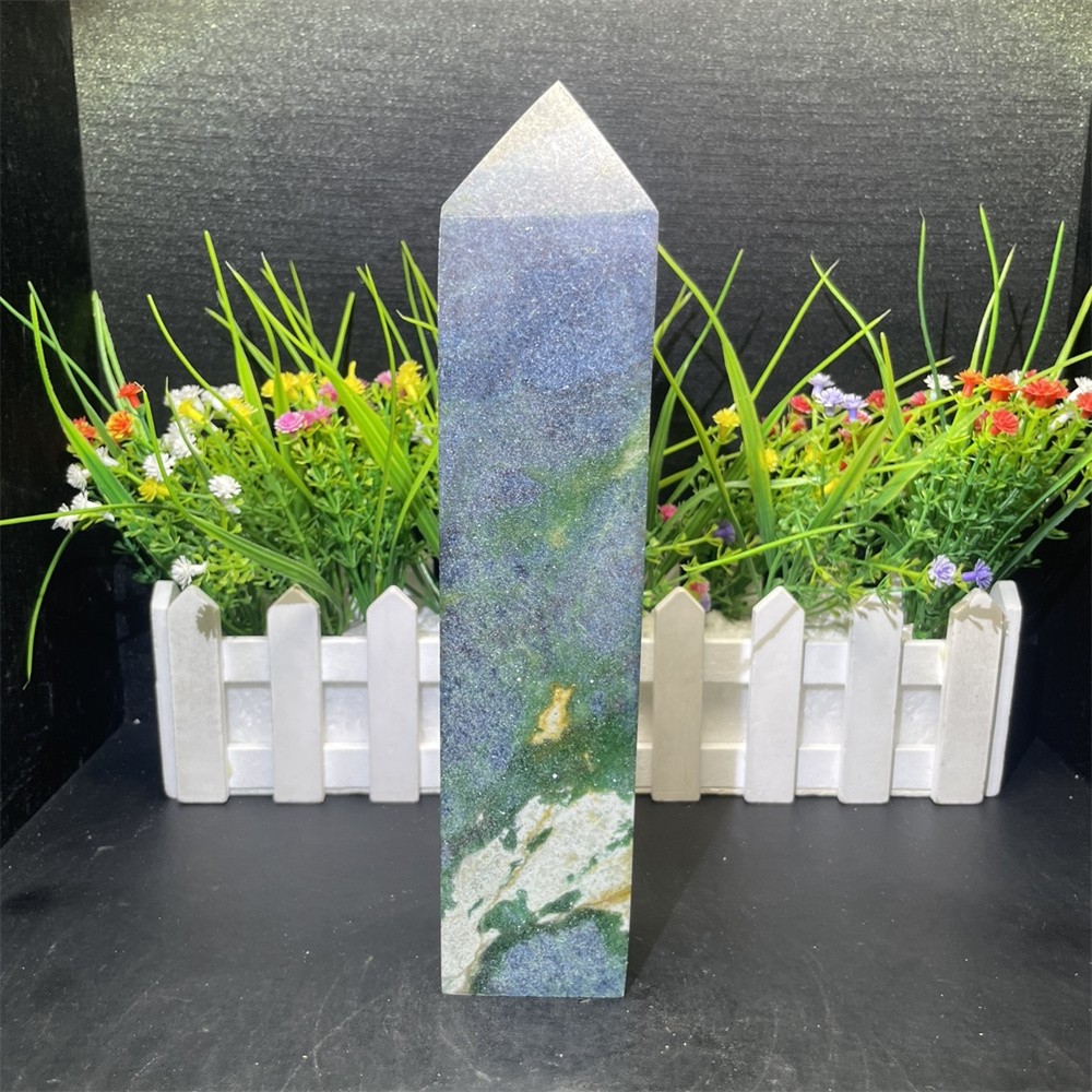2.6LB 8.8″ Natural Ruby In Fuchsite Obelisk Tower Crystal Reiki Gift UV Heal