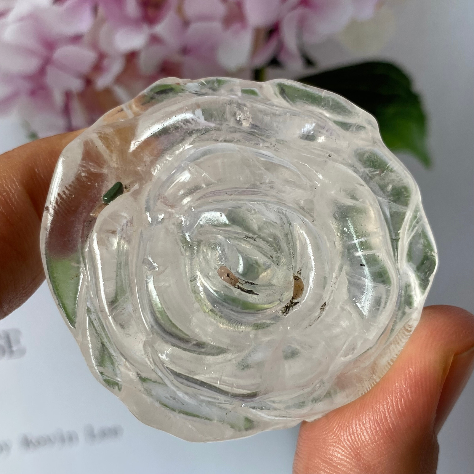 Natural clear quartz roses flowers skull hand carved reiki Healing 1pc