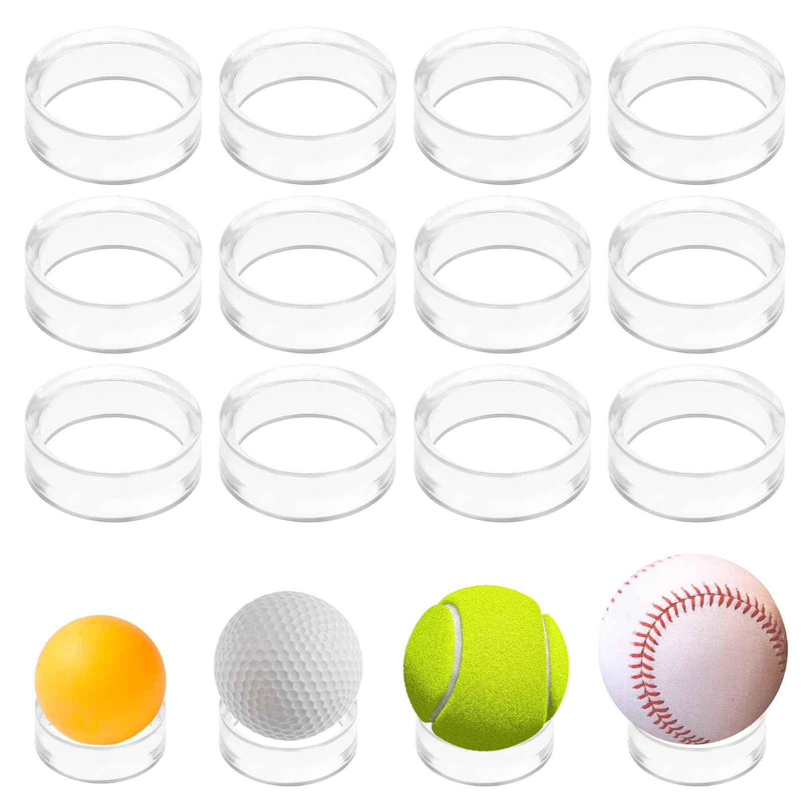 15 PCS Clear Sphere Stand, Ring Acrylic Baseball Display Stand, Baseball Stan…