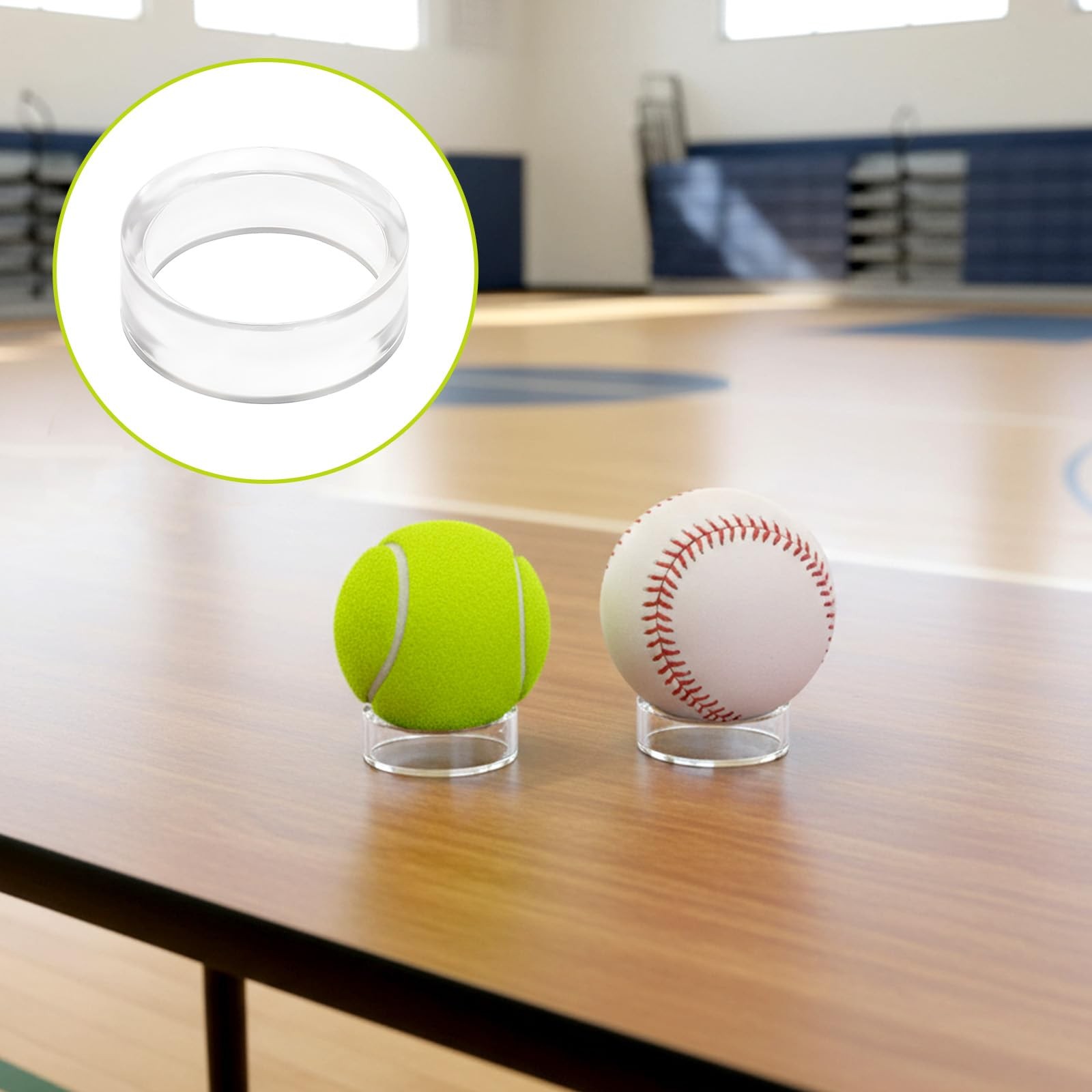 15 PCS Clear Sphere Stand, Ring Acrylic Baseball Display Stand, Baseball Stan…