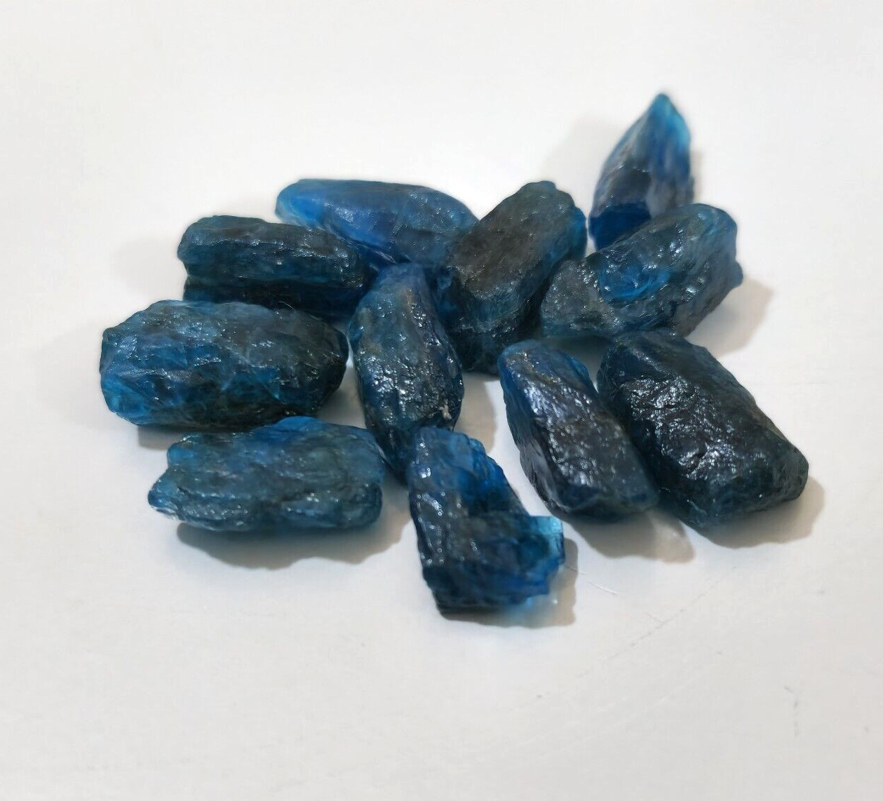 Stunning Blue Apatite Raw 11 Piece 10-14 MM Blue Apatite Crystal Rough Jewelry