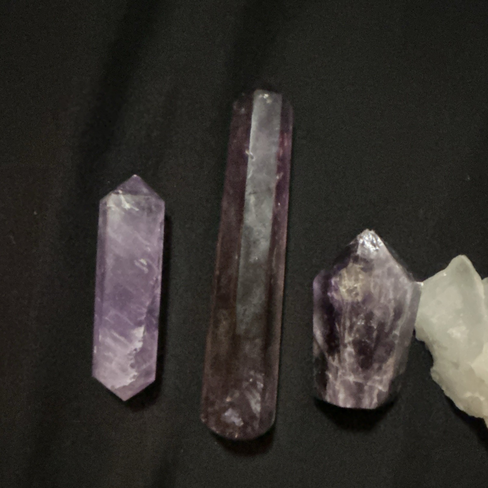 Mixed Lot of 5 Crystal Point Towers/Points, Purple & Clear/White, Point Shape