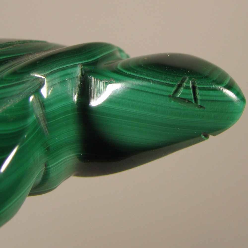 2.6″ Handcarved MALACHITE TURTLE Gemstone Animal Carving – Congo, Africa