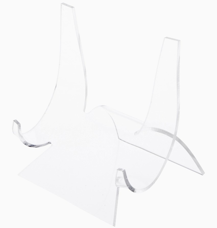 2 Curved Stands Clear Acrylic Display Easel Stand Rock Fossil Mineral Agate XXL