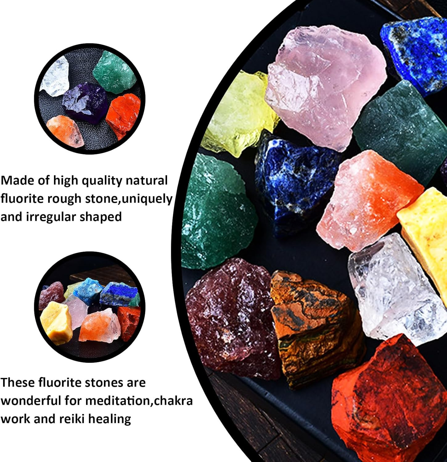 Raw Crystals, Large 1.2-2.0″ Healing Crystal Natural Rough Stones for Intuition,