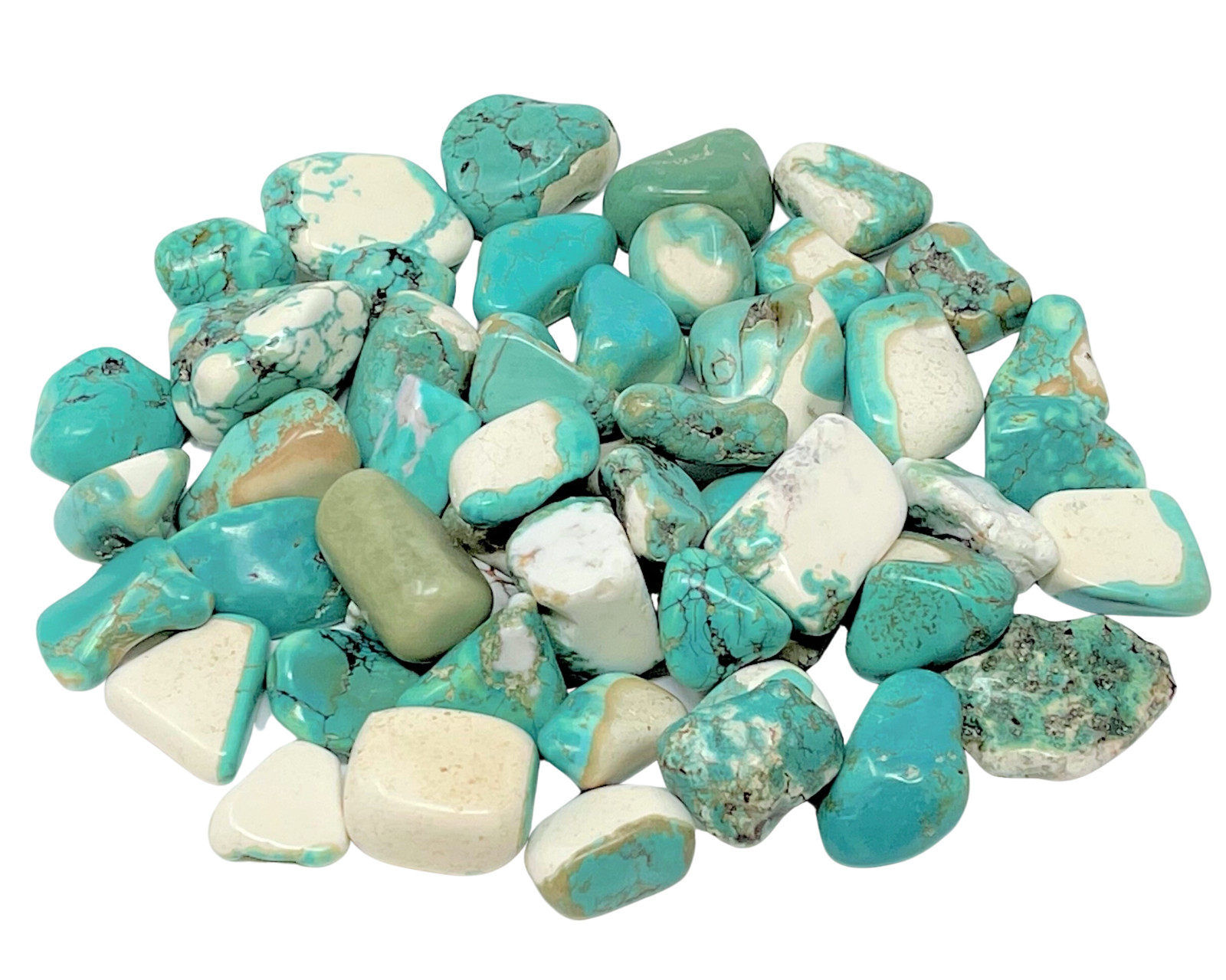 Turquoise Howlite Tumbled Stones: Choose Amount Ounces or lb Wholesale Bulk Lots