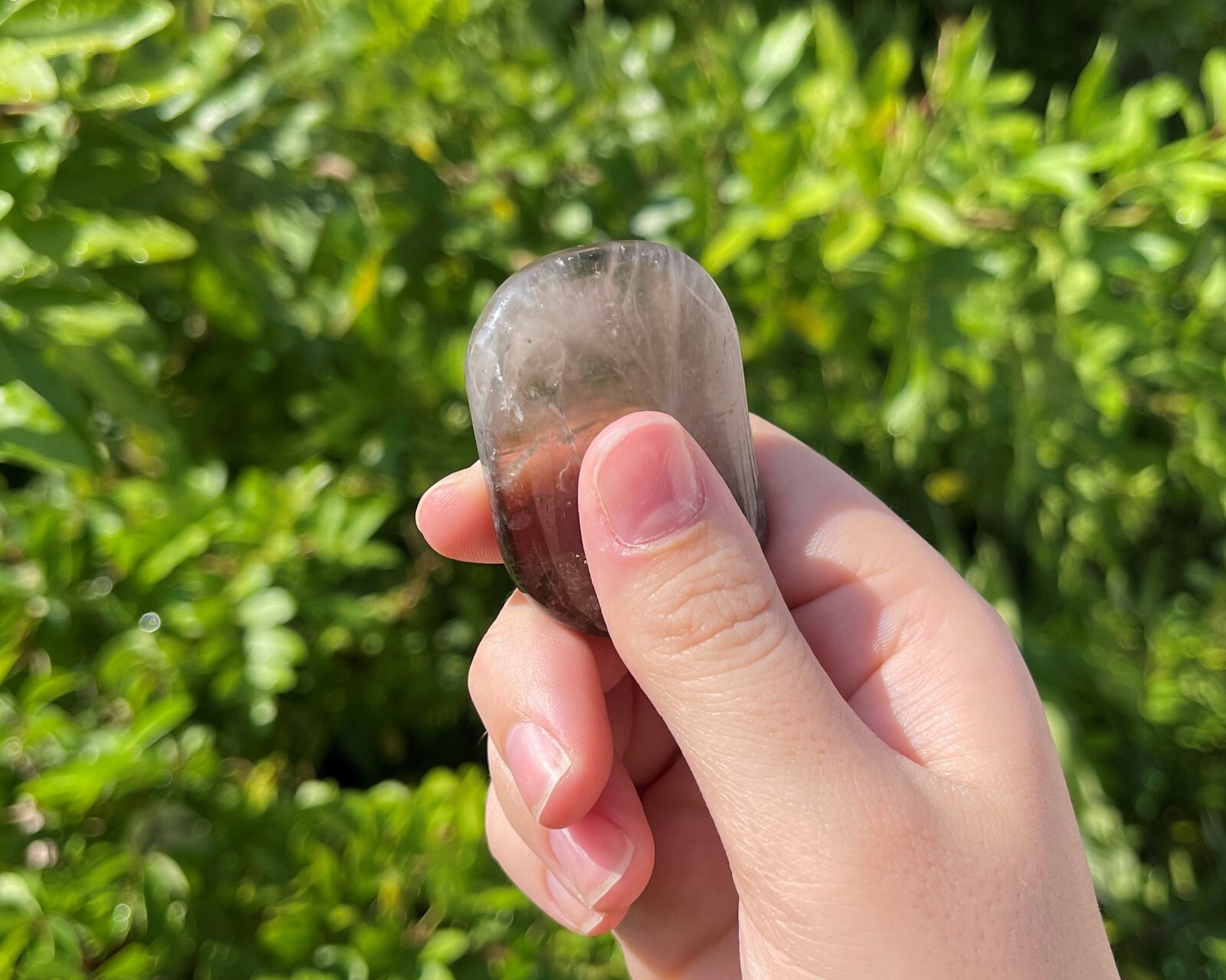 Smoky Quartz Pocket Palm Stone MEDIUM (Smooth Polished Quartz Worry Stone)