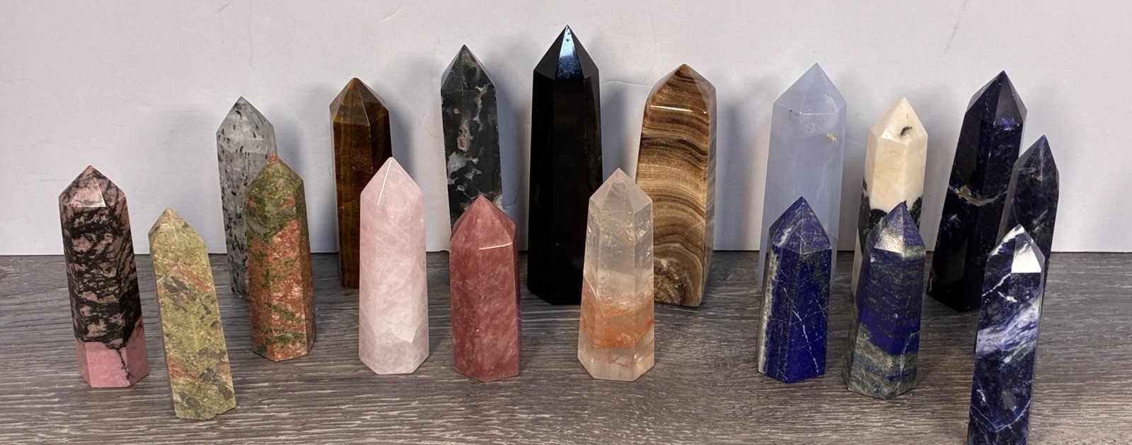 Obelisk Crystals Towers Chakras Point Healing 18 Pc Over 2 Lb Mixed Stone