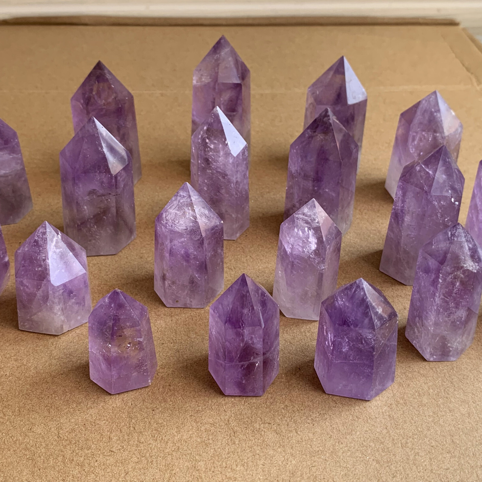 10pcs natural amethyst quartz obelisk crystal Tower wand point healing 35-75mm14