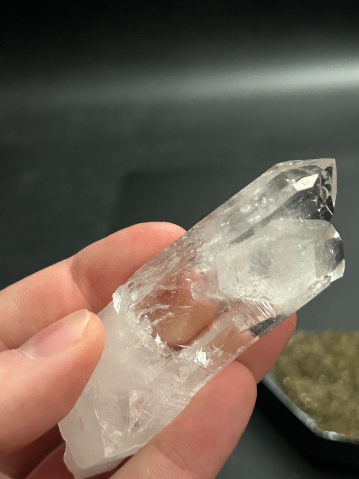 Natural Columbian Quartz Crystal Twin Point 3.5” Bridge Cross
