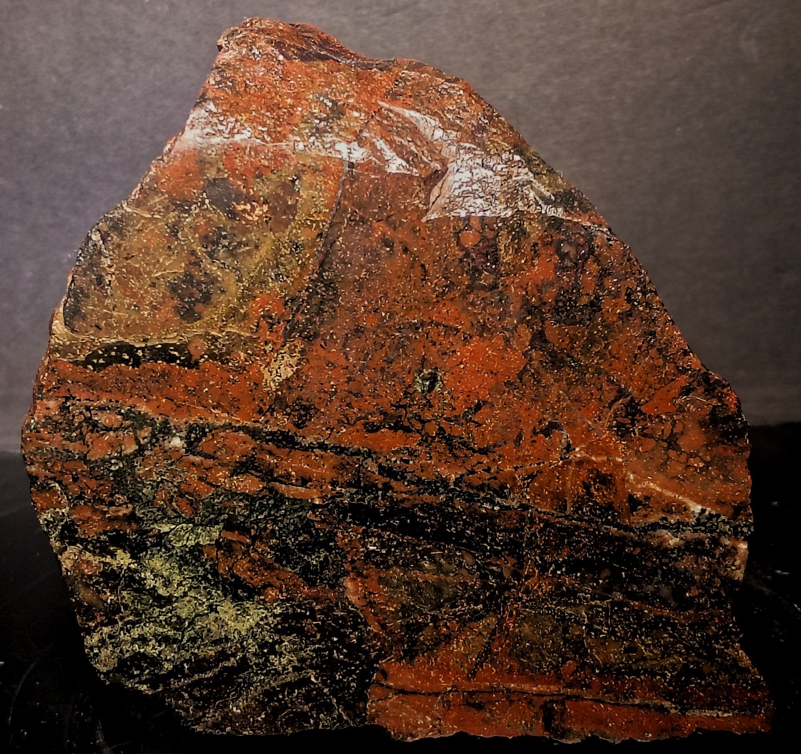 Pilot Knob Mine Rhyolitic Jasper Jaspellite Slab 3lb 2.5oz Polished Specimen MO.